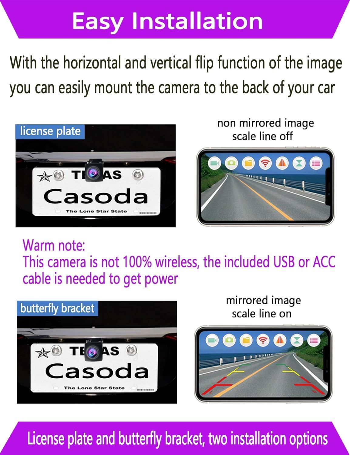 Wifi Reversing Camera Dash Cam, Wide-Angle Starlight Night Vision, Car Rear View Camera Mini Body, Water-Proof Tachograph for Iphone and Android image number 1