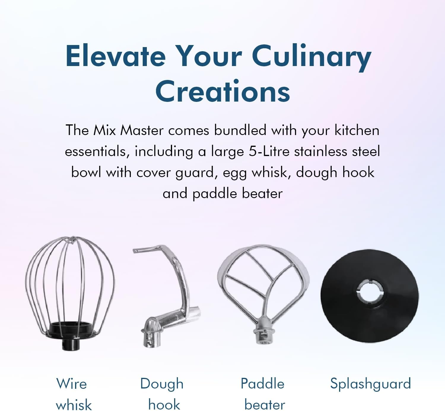 Healthy Choice 400W Stand Mixer with 5L Bowl Capacity, Powerful Kitchen Mixer for Baking, Mixing and Dough Kneading, Includes Multiple Attachments - Blue image number 1