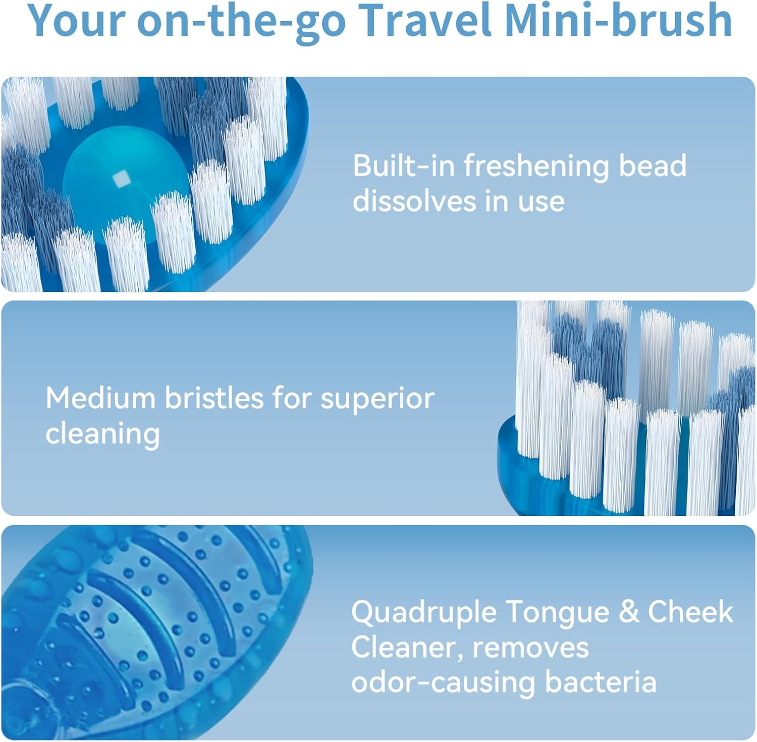 Disposable Mini Travel Toothbrushes, 5-In-1 Pre-Pasted Mini-Brush+Floss+Pick+Tongue Scraper, on the Go Toothbrush with Freshening Bead, Coolmint,20 Count image number 5