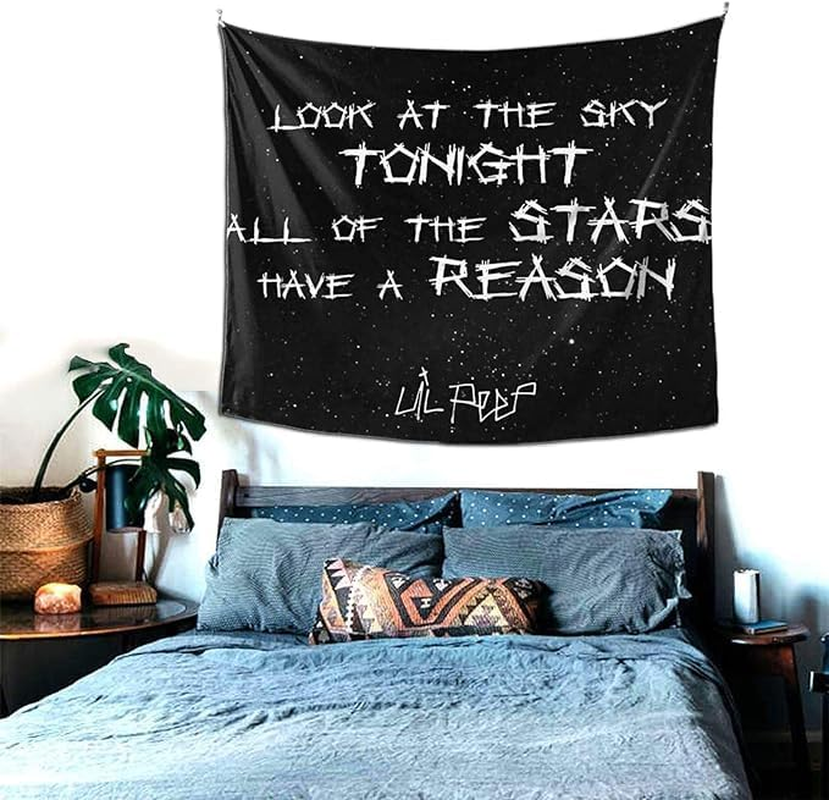 Acemedia Black Lettered Tapestry Wall Hanging,Polyester Fiber,Wall Tapestry Home Decor(130X150 Cm)