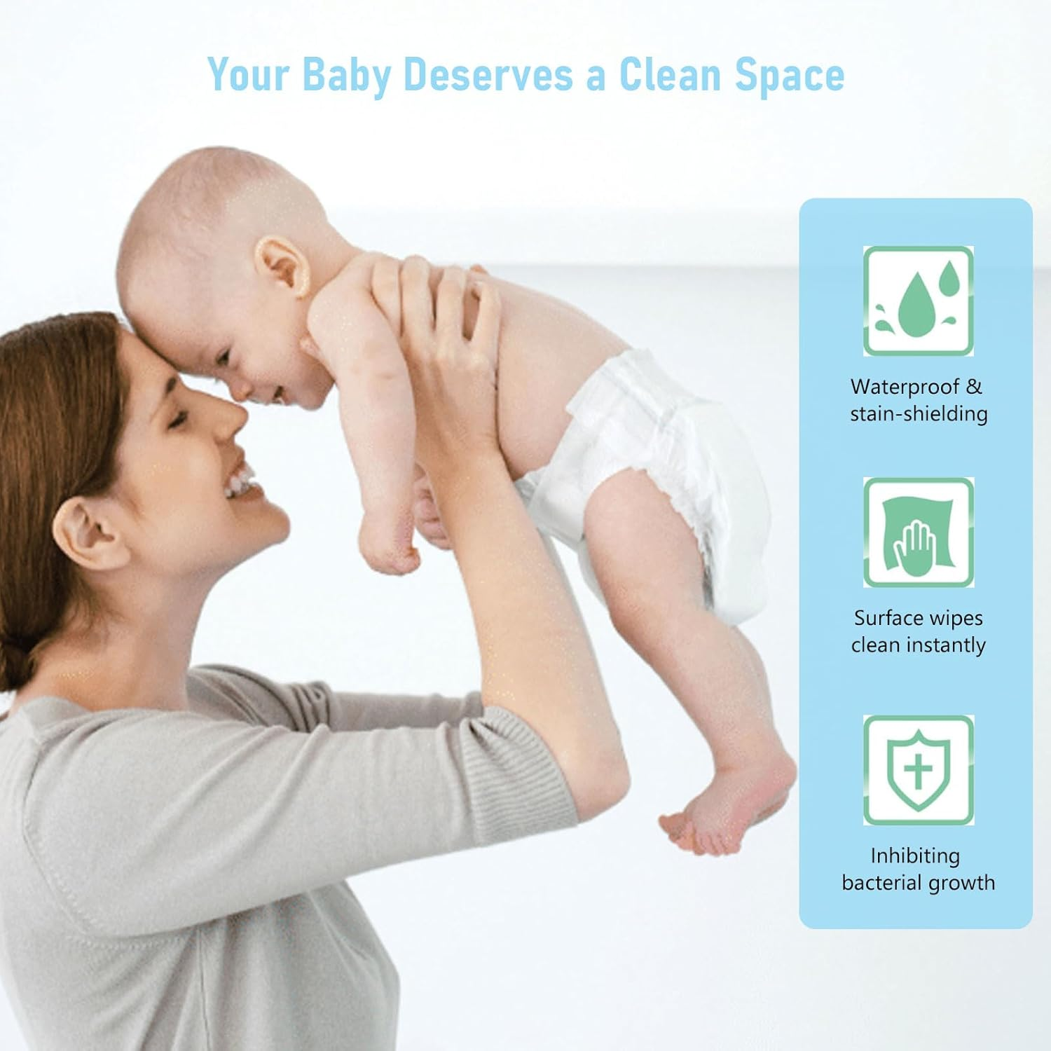 Baby Changing Mat Portable Waterproof Foldable Travel Diaper Changing Pad with Smart Wipes Pocket Lightweight Compact for On-The-Go Ideal Newborn Shower Gift for Boys & Girls (Blue) image number 4