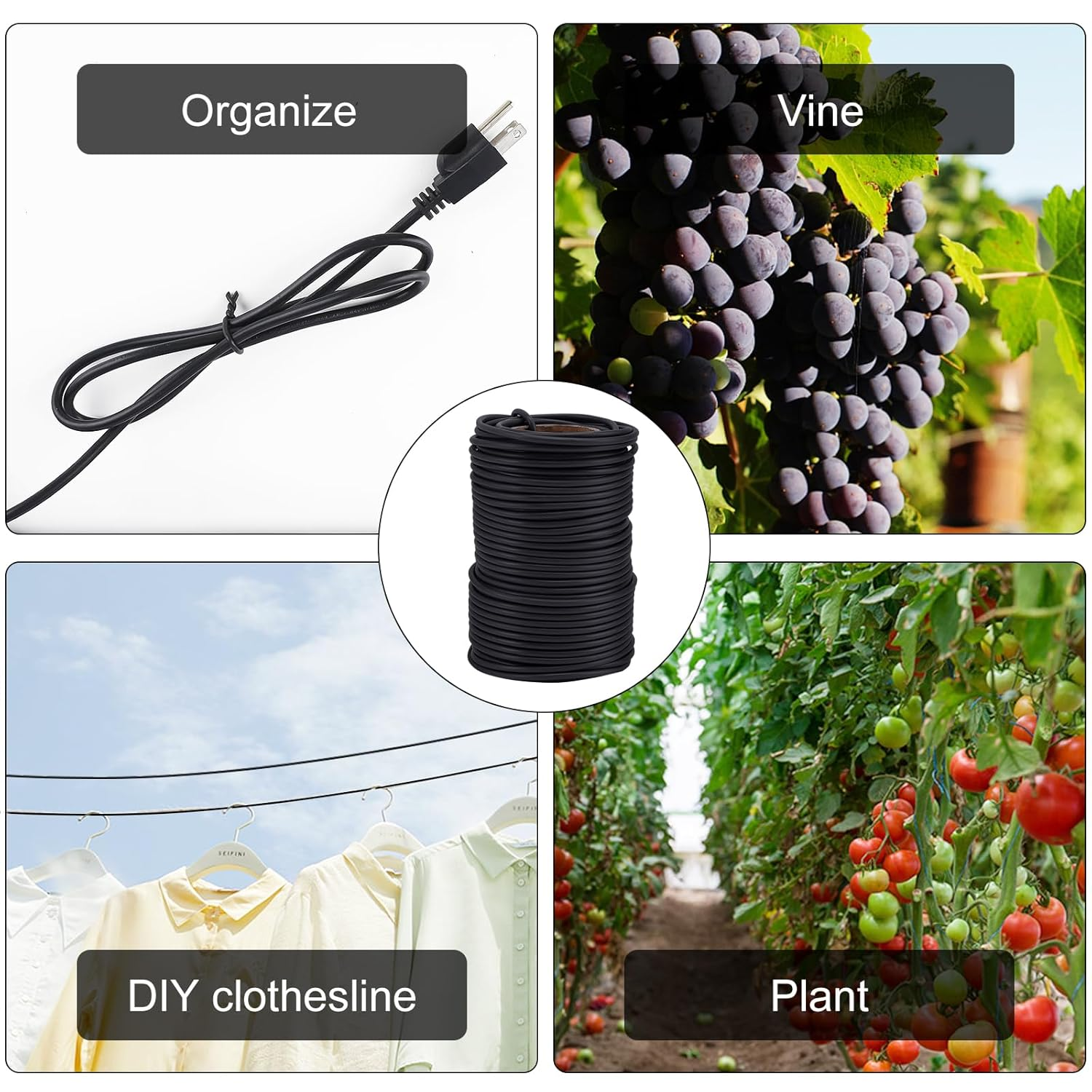101 Feet Black Plant Twist Ties, Soft Plant Ties for Vine Support, 3Mm TPR Flexible Garden Tie for Plants Gardening Office Home Use image number 4