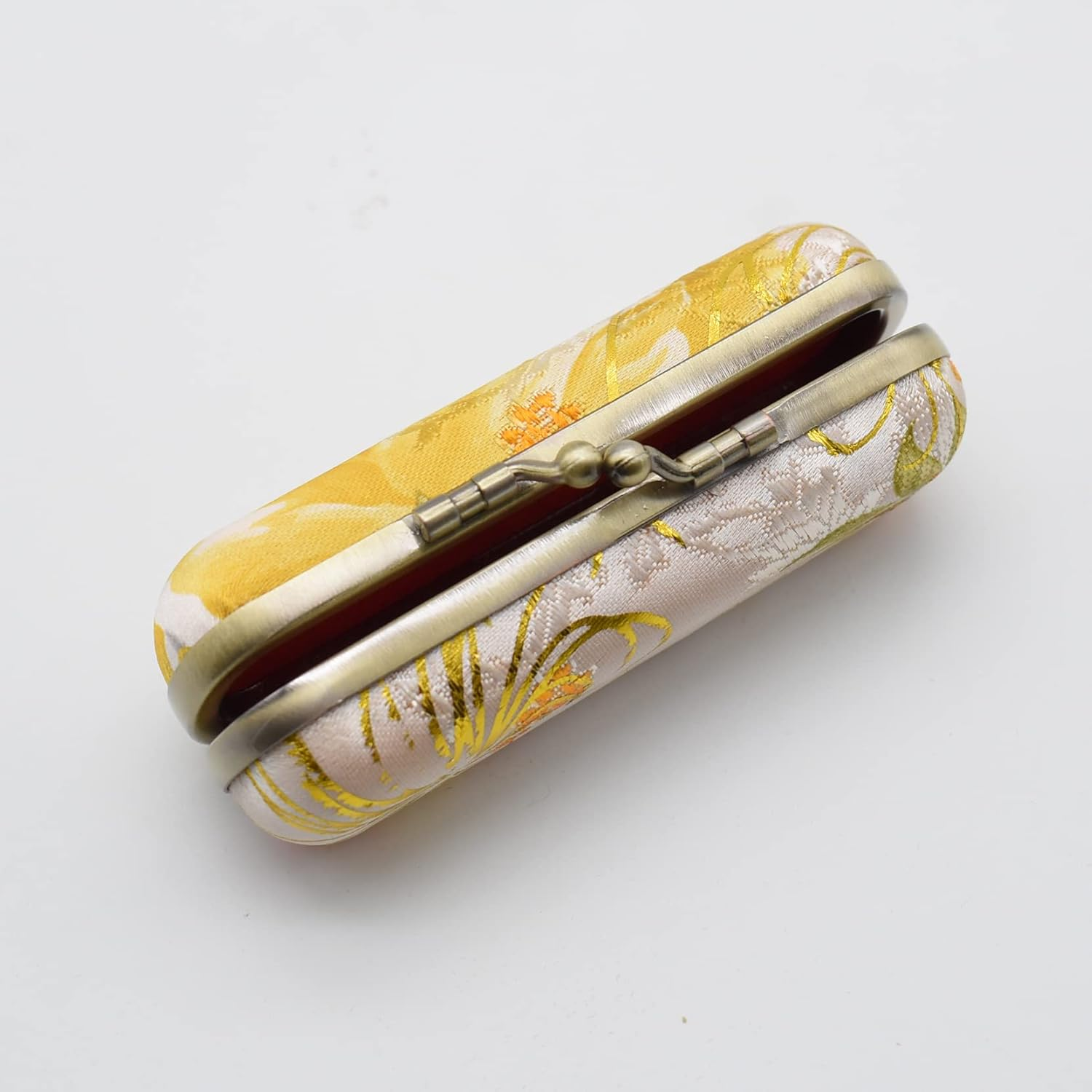 Ladies Floral Lipstick Case Holder with Mirror,Makeup Cases for Women, White, Women - Yellow image number 4