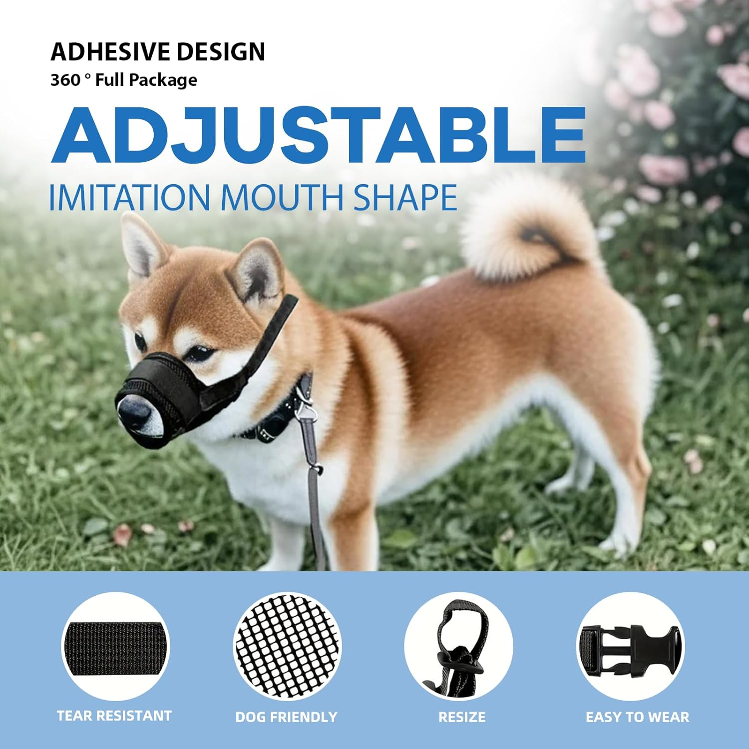 Dog Muzzle for Small Dogs Secure Fit Breathable anti Barking Device Adjustable Soft Mesh Pet Muzzle for Tiny Dogs Safe for Drinking and Panting Black image number 1