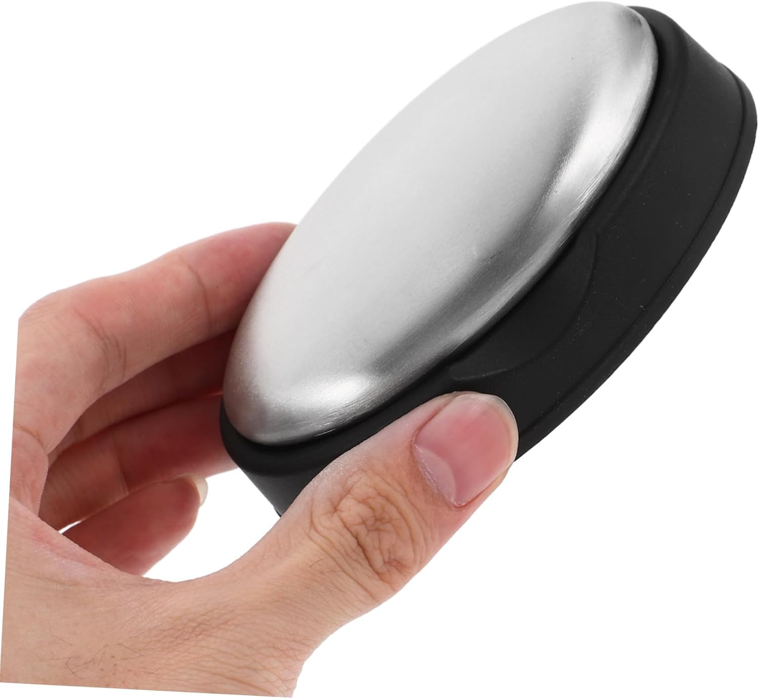 Stainless Steel Soap Odor Remover Bar 304 Metal Odor Absorber for Strong Smells Hand Cleaning Kitchen Use with Base Holder Oval Shape image number 2