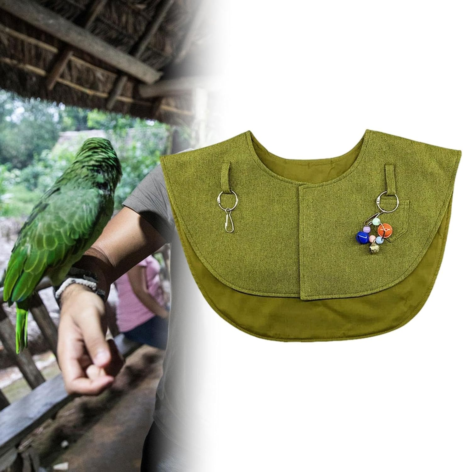 Generic Parrot anti Scratch Shoulder Protector Bird Diaper Shawl Pet Shoulder Pad for Cockatiels Macaws Small Medium Parakeets, Green image number 2