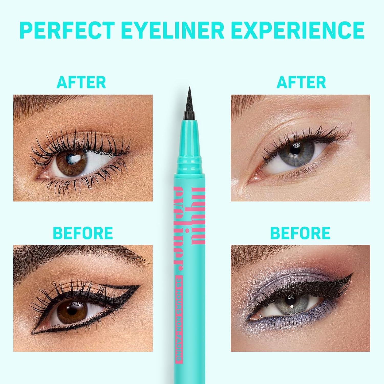Waterproof Liquid Eyeliner,Black Eyeliner Pencil Super Slim Long Lasting,Cruelty-Free,Quick Drying,No-Skip Eyeliners-Black,0.02 Fl Oz image number 3