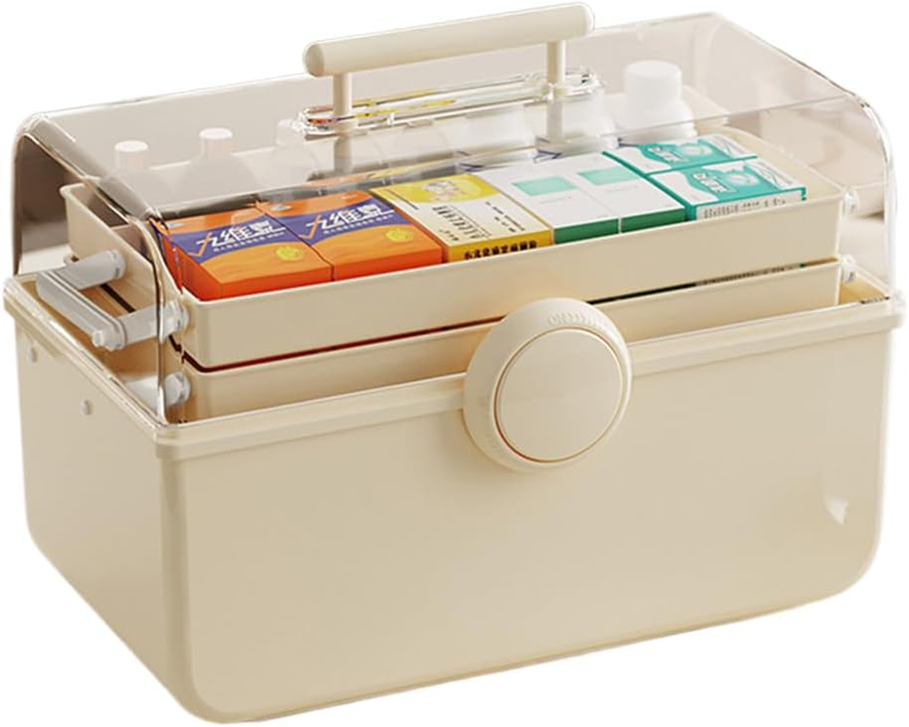 3-Layer Plastic Dividing Storage Box, Multifunctional Plastic Tool Box with Handle for Sewing, for Sewing, Makeup, Medicine, Nail, Hair Accessories for Kids, 35*19*23 Cm image number 4