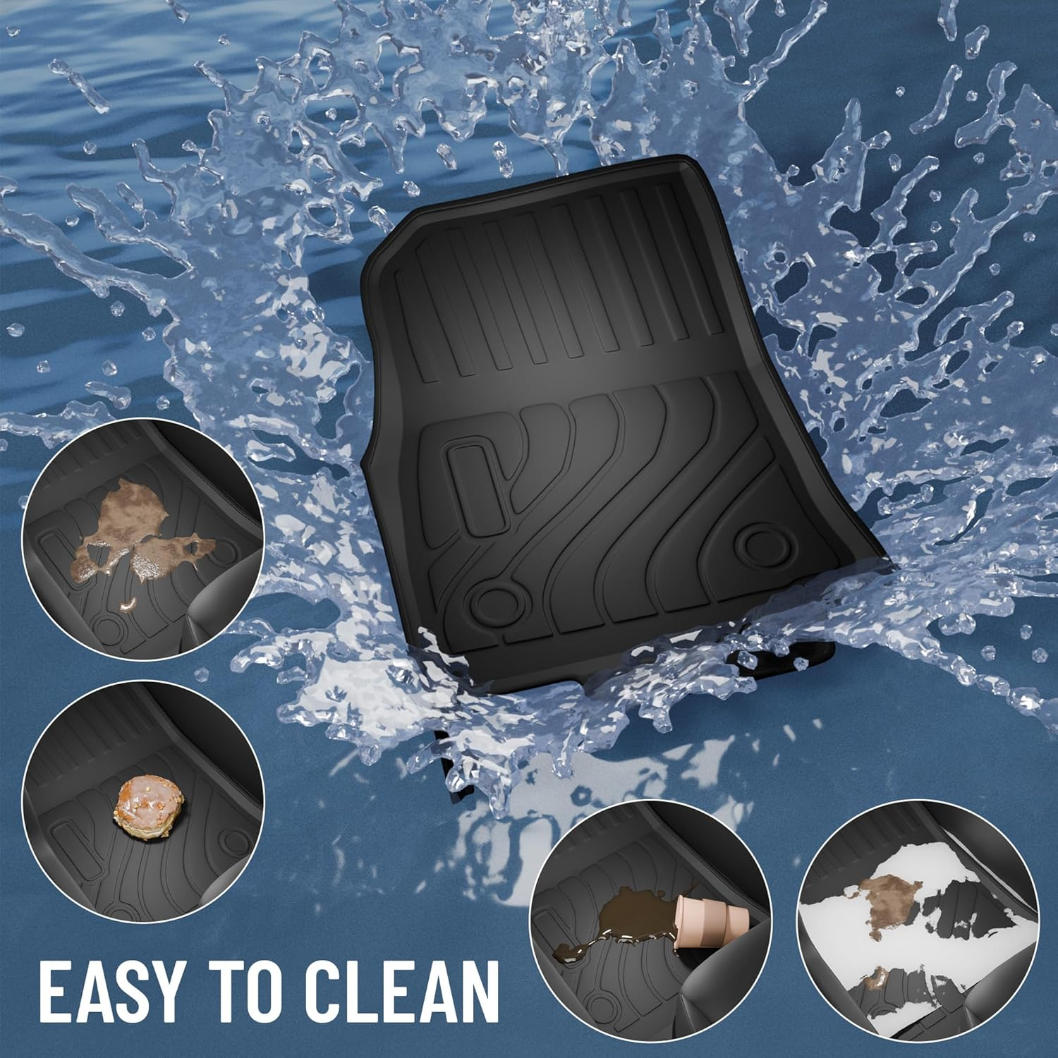 Car Floor Mat Suitable for 2024 BYD Shark 6, Australian Right Hand Drive, 4PCS Waterproof Boot Liner Trunk Mat, Front and Rear 3D TPE Anti-Slip Pads, All Weather Protection Car Mats