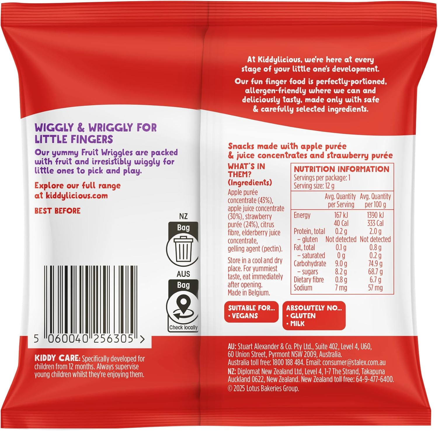 Kiddylicious - Fruit Wriggles - Strawberry - Delicious Snacks for Babies - Suitable for 12+ Months - 12G image number 2