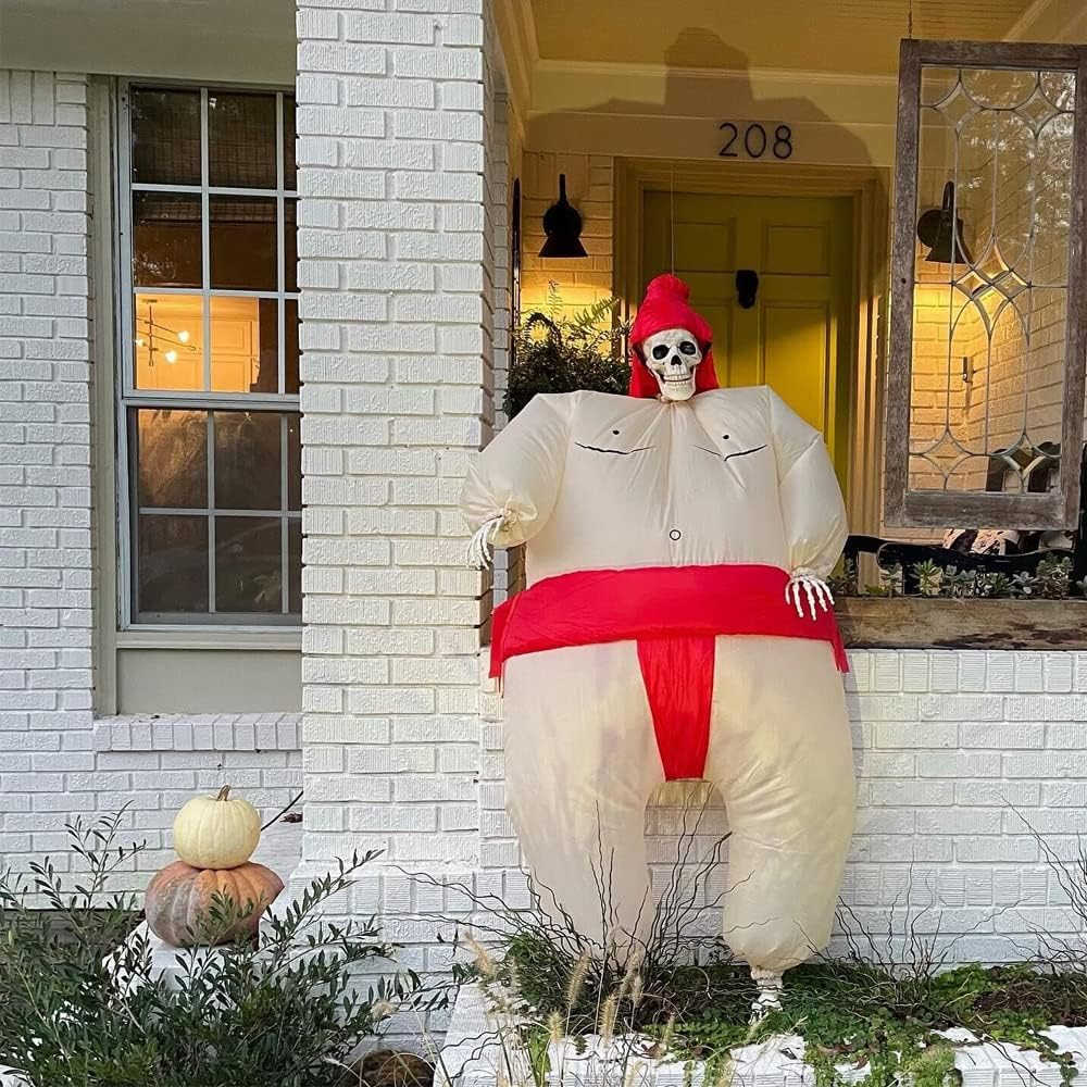 Inflatable Sumo Wrestler Suit Costume for Adult Blow up Halloween Party Fat Suit Fancy Families Member Game - Purple Sumo image number 3