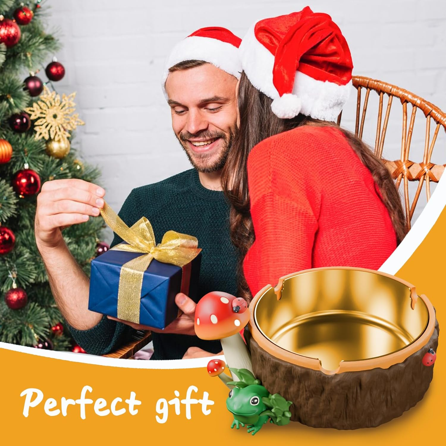 Ashtray, Cute Mushroom Ashtray with Stainless Steel Tray for Cigarette, Resin Ash Tray for Indoor or Outdoor Use Mushroom Decor, Ash Holder for Home and Garden Decor image number 6