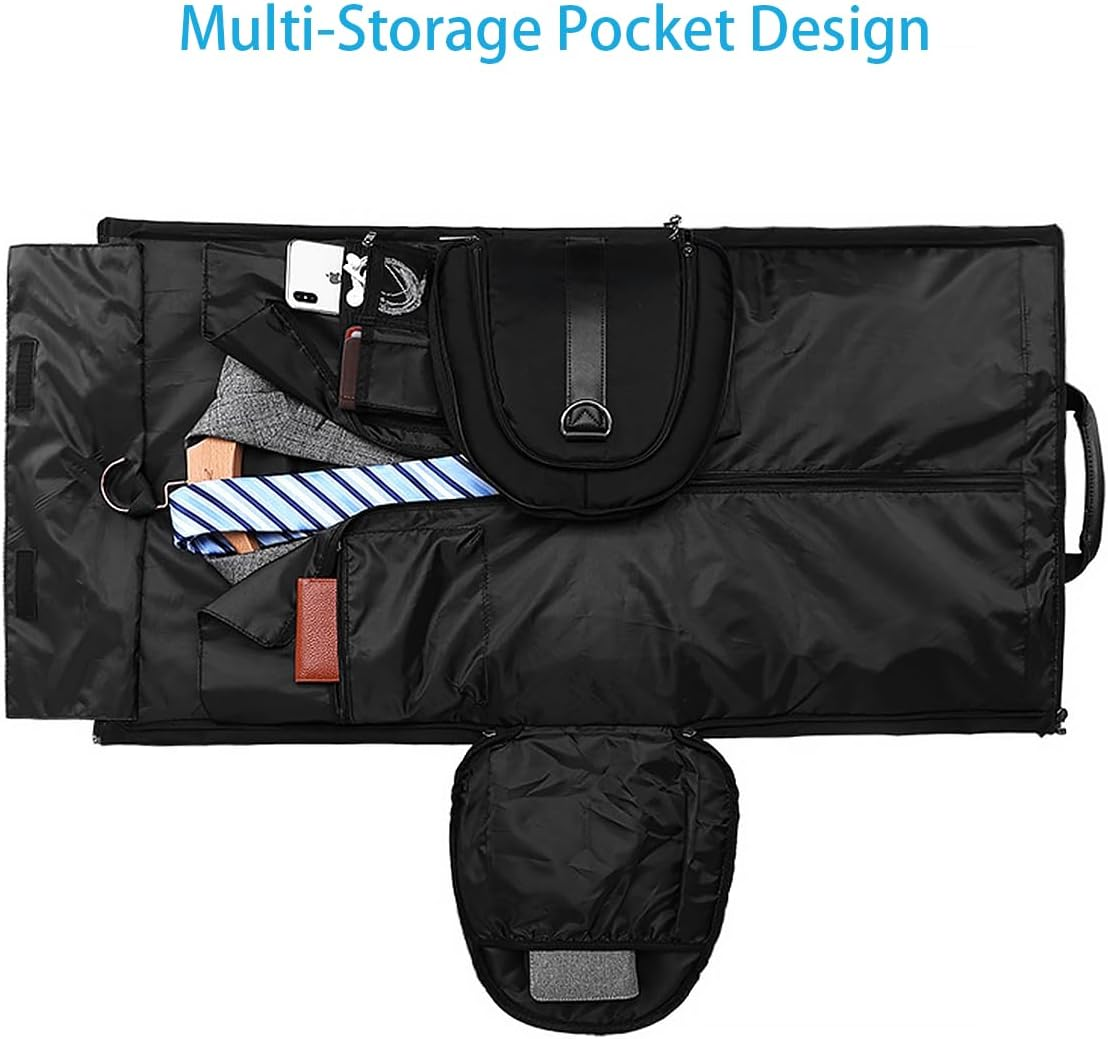 Garment Bags, Convertible Garment Bag with Shoulder Strap, Shoes Compartment, Carry on Travel Suit Bags, 2 in 1 Garment Duffle Bag for Men Women Weekender Bag (Extra Large Dark Black)