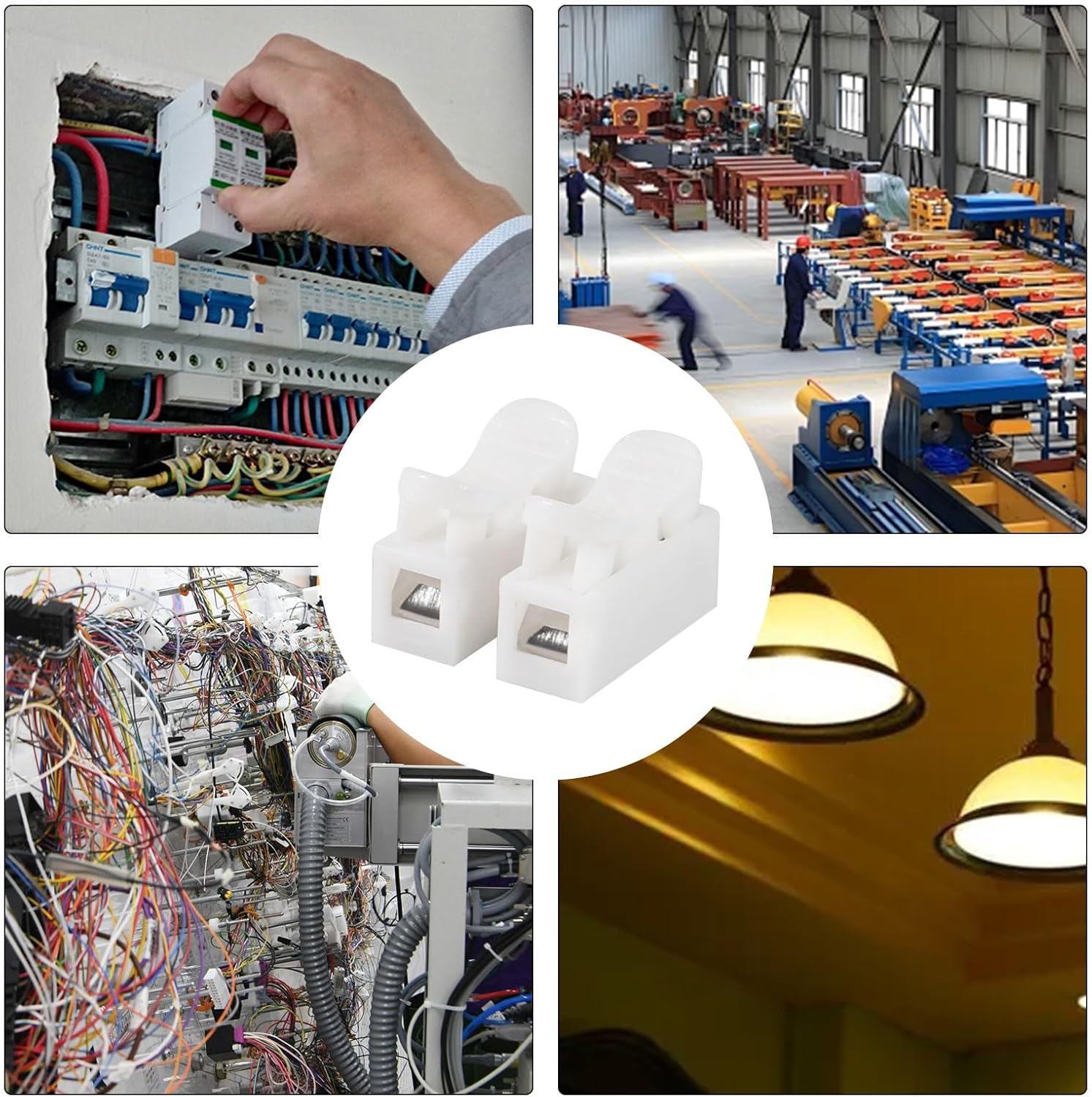 100PCS Push Quick Wire Cable Connectors, 2 Pin Spring, White, PVC, 10A 220V, 250V, 20-12 AWG, Lighting, Automotive, Electrical Wiring image number 6