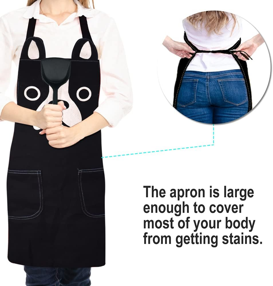 KIMCHOMERSE Cute Apron for Women Girl, Aprons with Front Pocket for Cooking Serving Painting Gardening, Gifts for Friends