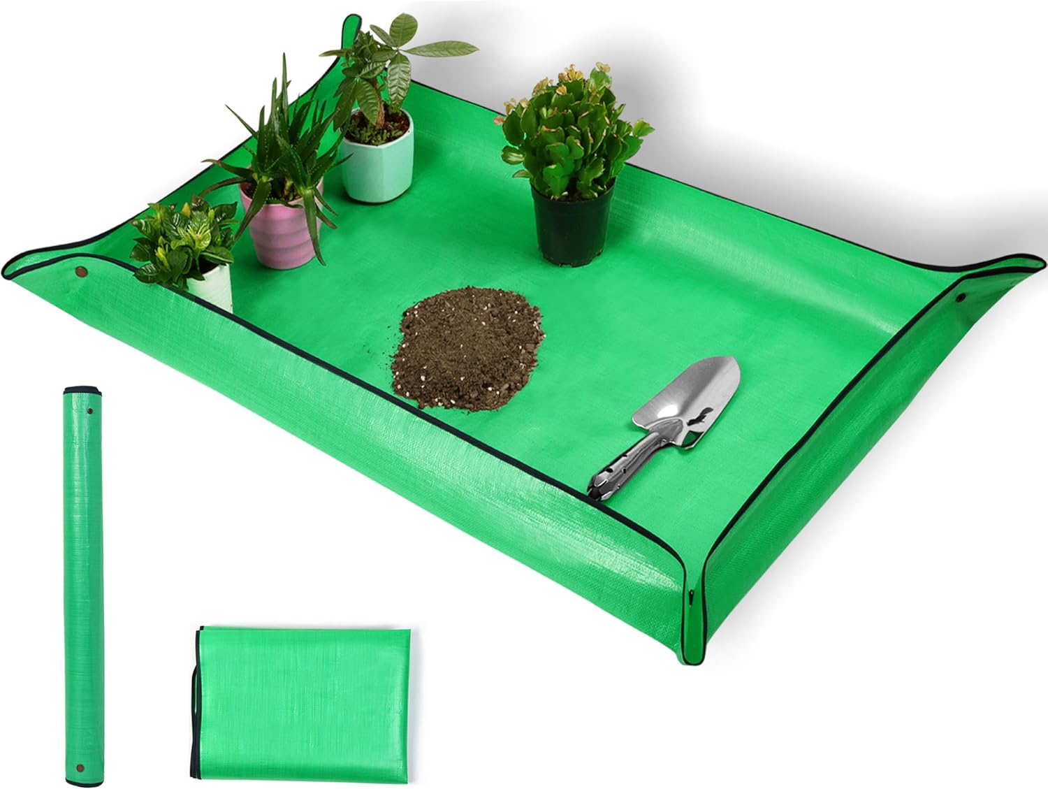 Extra Large Waterproof Foldable Potting Mat for Indoor Plant Transplanting and Dirt Control - Portable Gardening Mat, Reusable (43''*30'', Green) image number 5