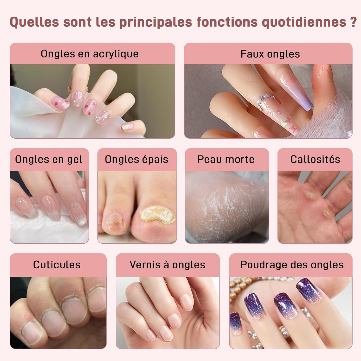 Electric Nail Drill 35000RPM,WEIKILLY Rechargeable Cordless Nail File,Professional Acrylic Gel Electric Nail Drill Machine for DIY Manicure and Pedicure,Portable Home Travel or Salon Use (Pink) image number 3