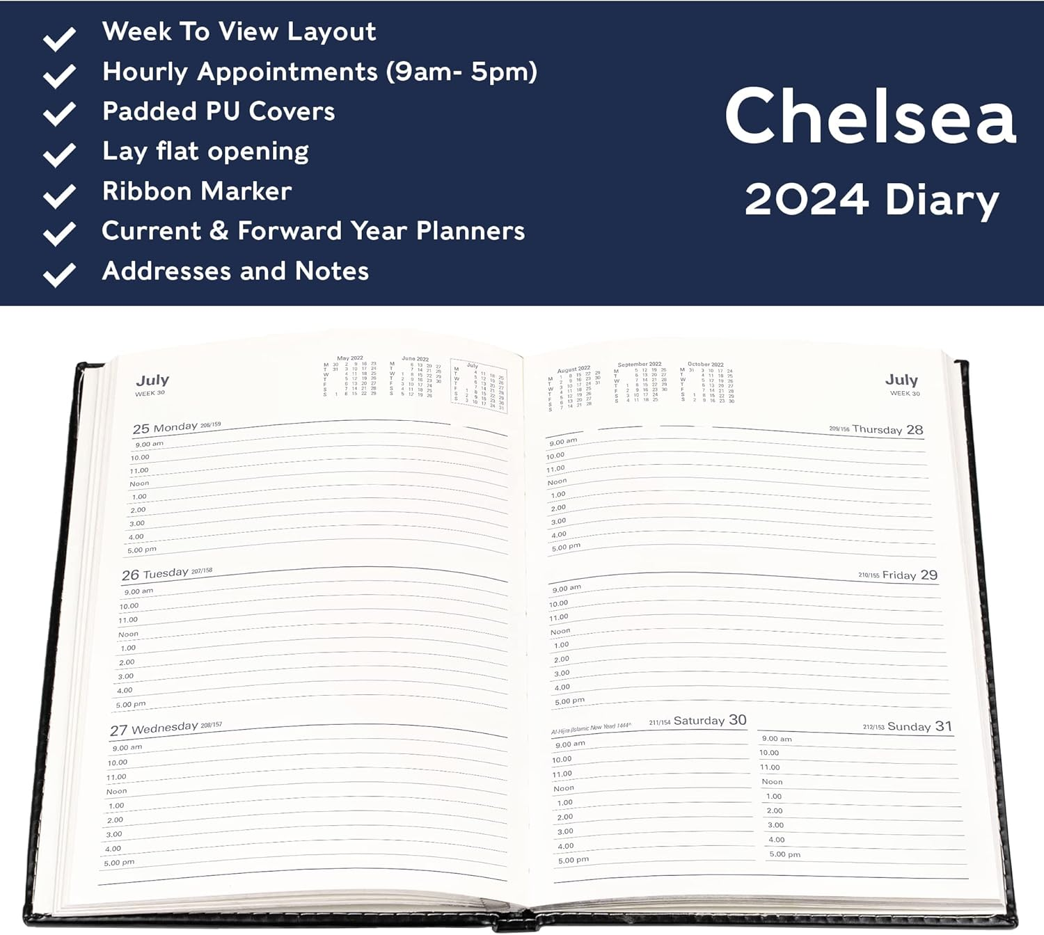 Collins Chelsea 2024 Diary A5 Week to View Business Planner - Business Planner and Organiser - January to December 2024 Diary - Weekly - Red - ND53.15-24 image number 4