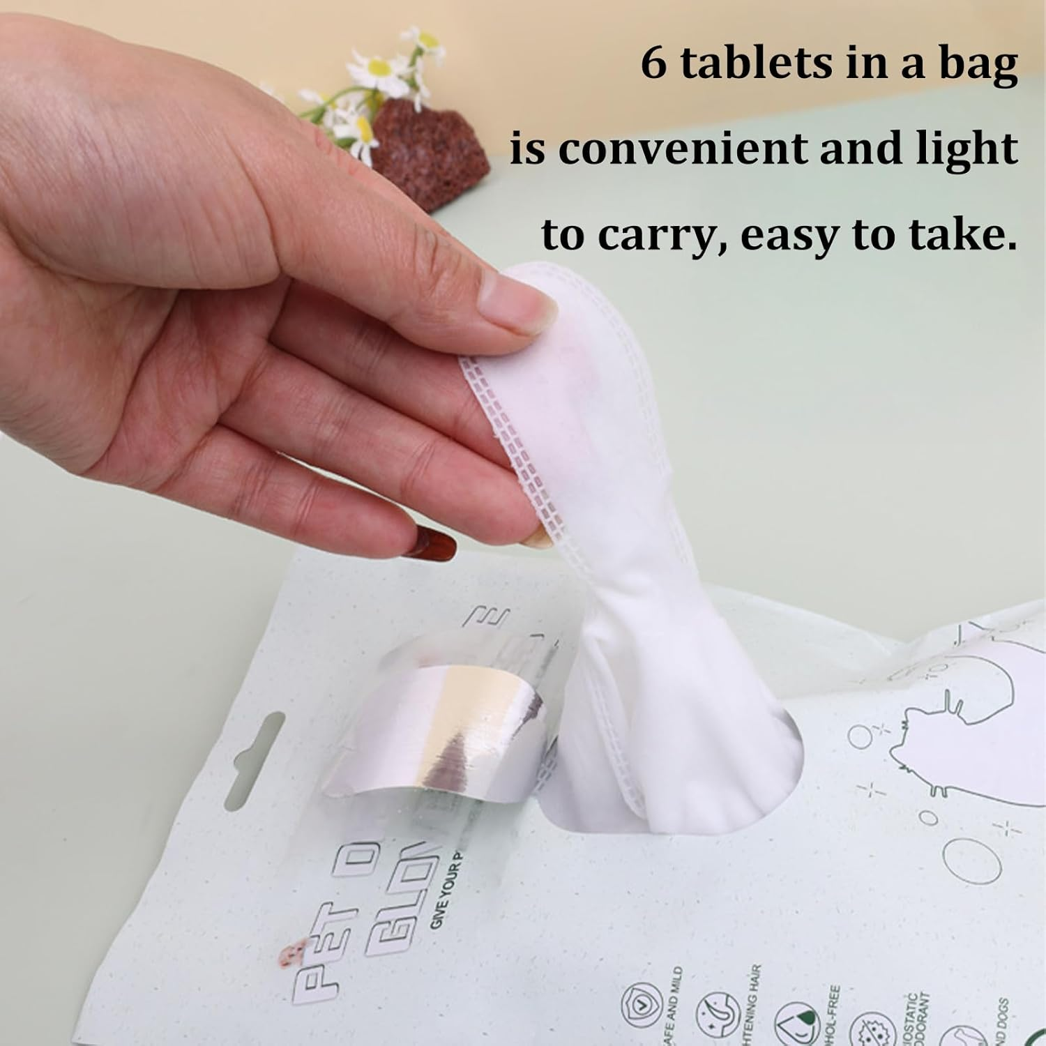 No-Rinse Pet Cleaning Gloves &ndash; Lick-Safe Grooming Wipes Gloves for Cats & Dogs &ndash; Soft Disposable Bath Mitts for Daily Fur Care &ndash; Fragrance-Free