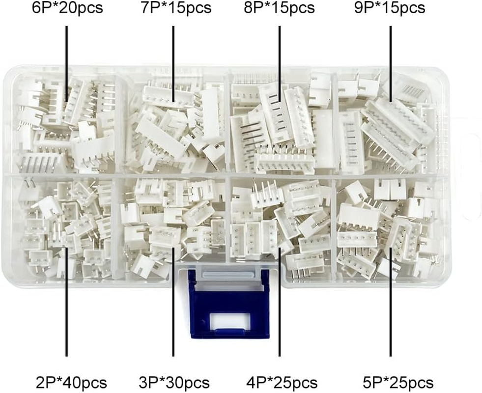 185PCS PH 2.0Mm Socket Kit Compatible with JST-PH 2.0Mm Pitch Connector Through-Hole Side Entry Type Right Angle Stemma