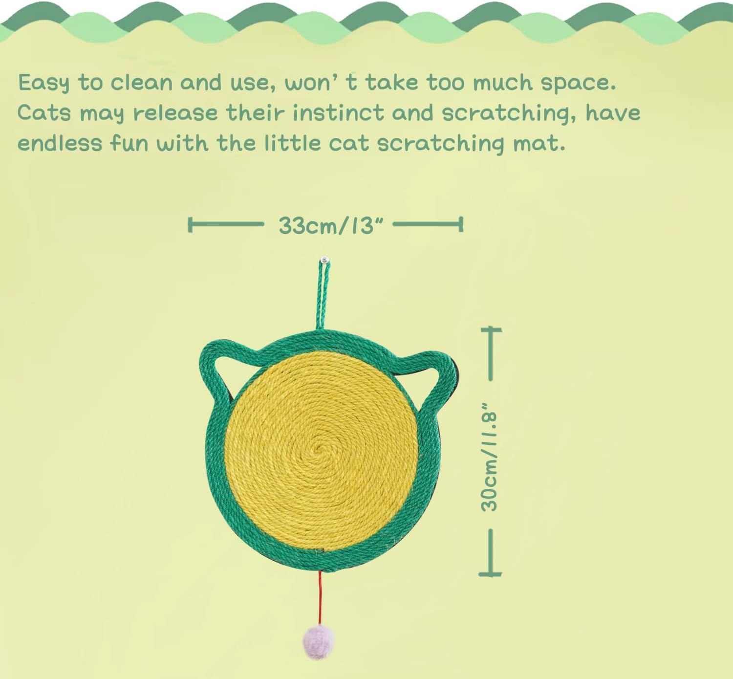 Cat Scratcher Mat, Natural Sisal Cat Scratch Mats, Horizontal Cat Floor Scratching Pad Rug, Protect Carpets and Sofas, Scratching Pads for Indoor Cats(Cat) image number 2