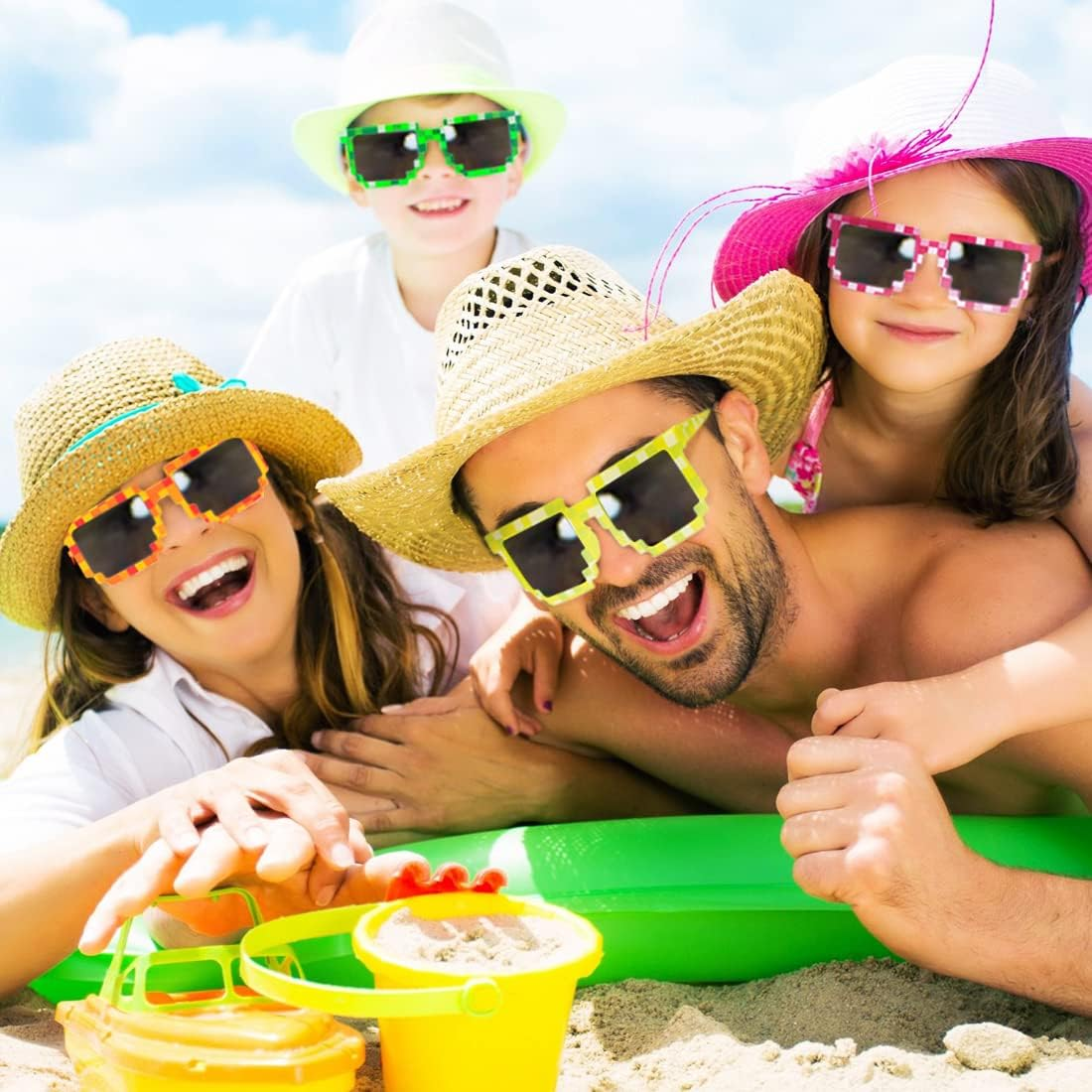 O-Kinee Pixel Mosaic Glasses, MLG Glasses, Pixel Glasses, Sunglasses, Funny Toy, Mosaic Sunglasses, Ideal for Parties and Fancy Dress image number 3