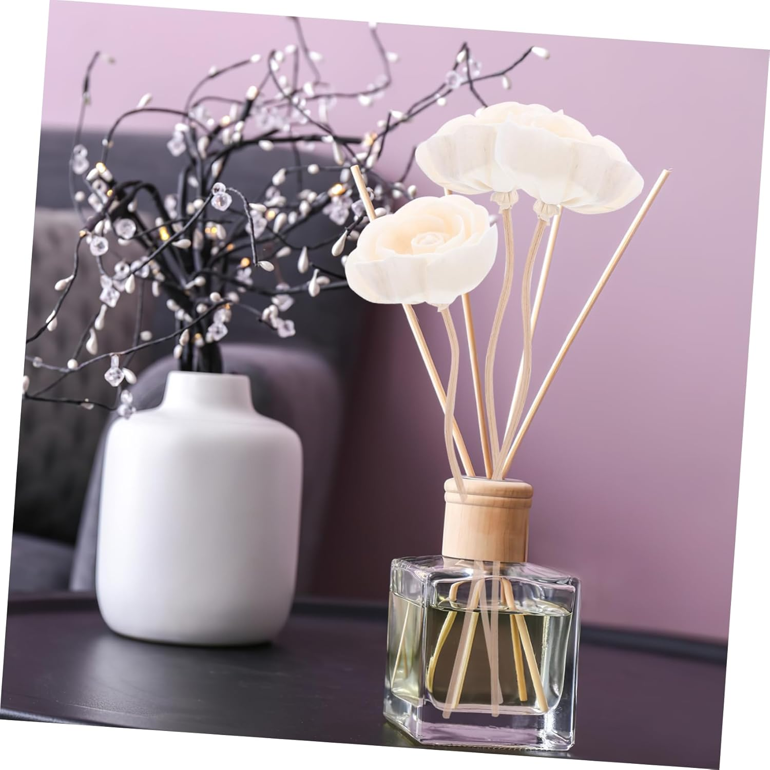 DOITOOL 50 Pcs Fragrance Diffuser Aroma Diffuser Scent Flower Rattan Oil Aroma Sticks Rose Flower Rattan Sticks Reed Stick Reeds Aroma image number 5