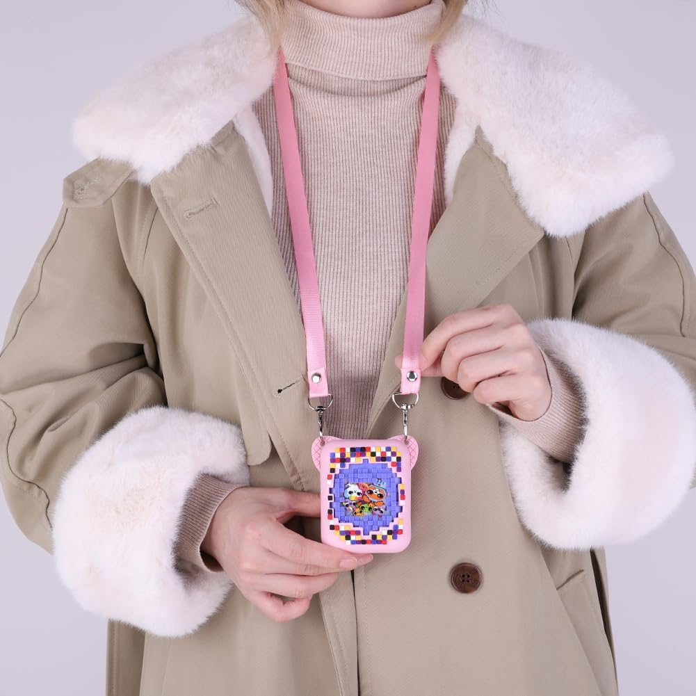 Protective Silicone Case for Bitzee Digital Pet Interactive Virtual Toy, Protective Sleeve Holder Skin Washable with Lanyard for Bitzee Interactive Toy Digital Pet and Accessories