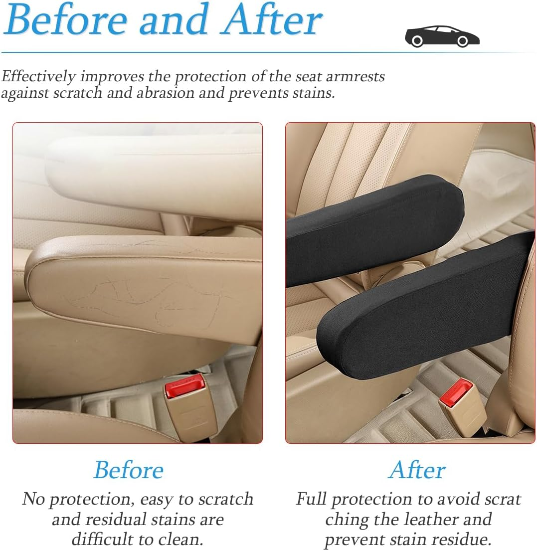 AUCELI 2 Pcs Car Front Seat Armrest Covers, Cloth Fabric Armrest Protectors, Direct Replacement Center Console Lid Armrest Cover Skin, Universal Accessories for Car, SUV, Truck and Van image number 1