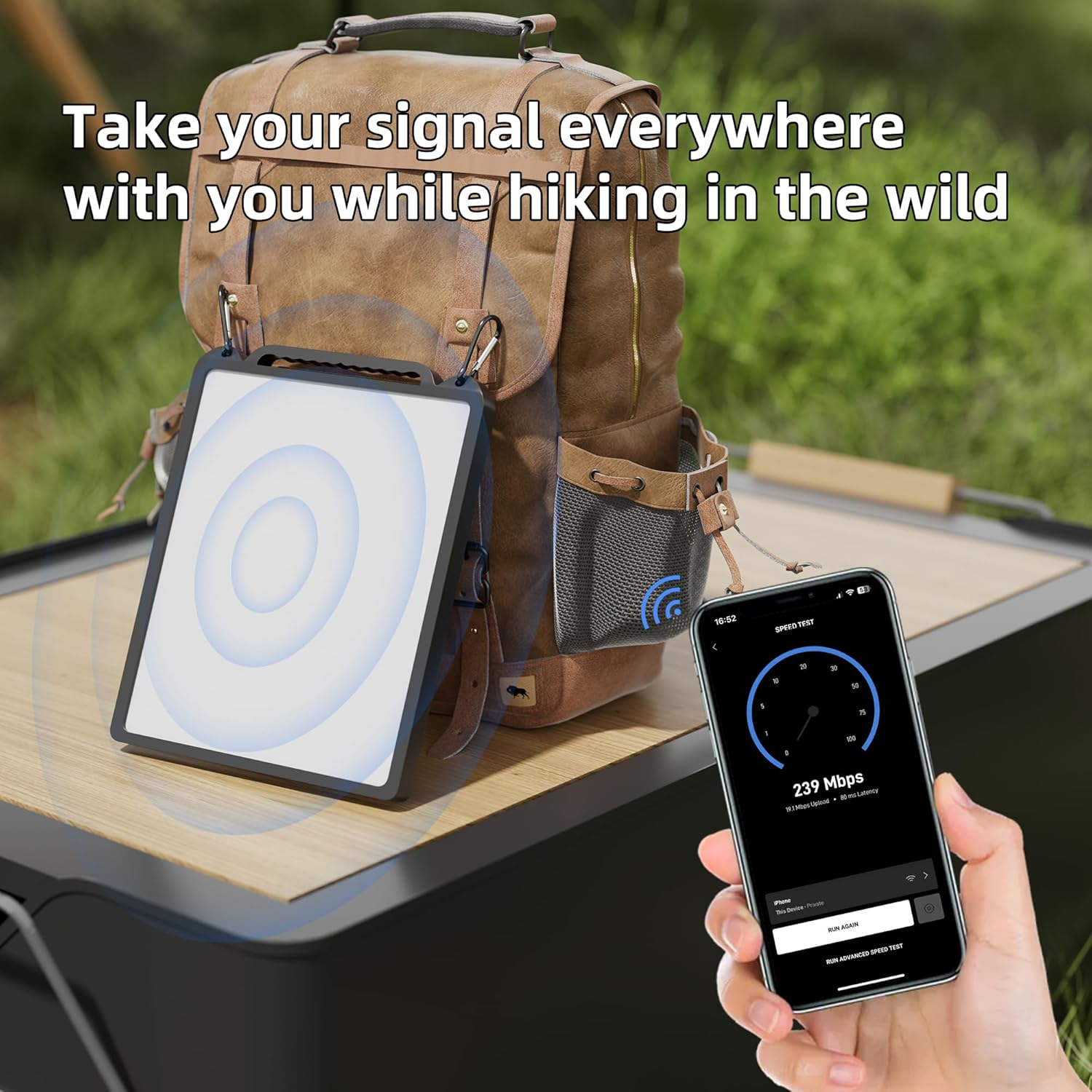 Starlink Mini Case Cover, Silicone Protector with Hook to Hang Starlink Mini on the Backpack for Non-Stop Signal Black image number 3