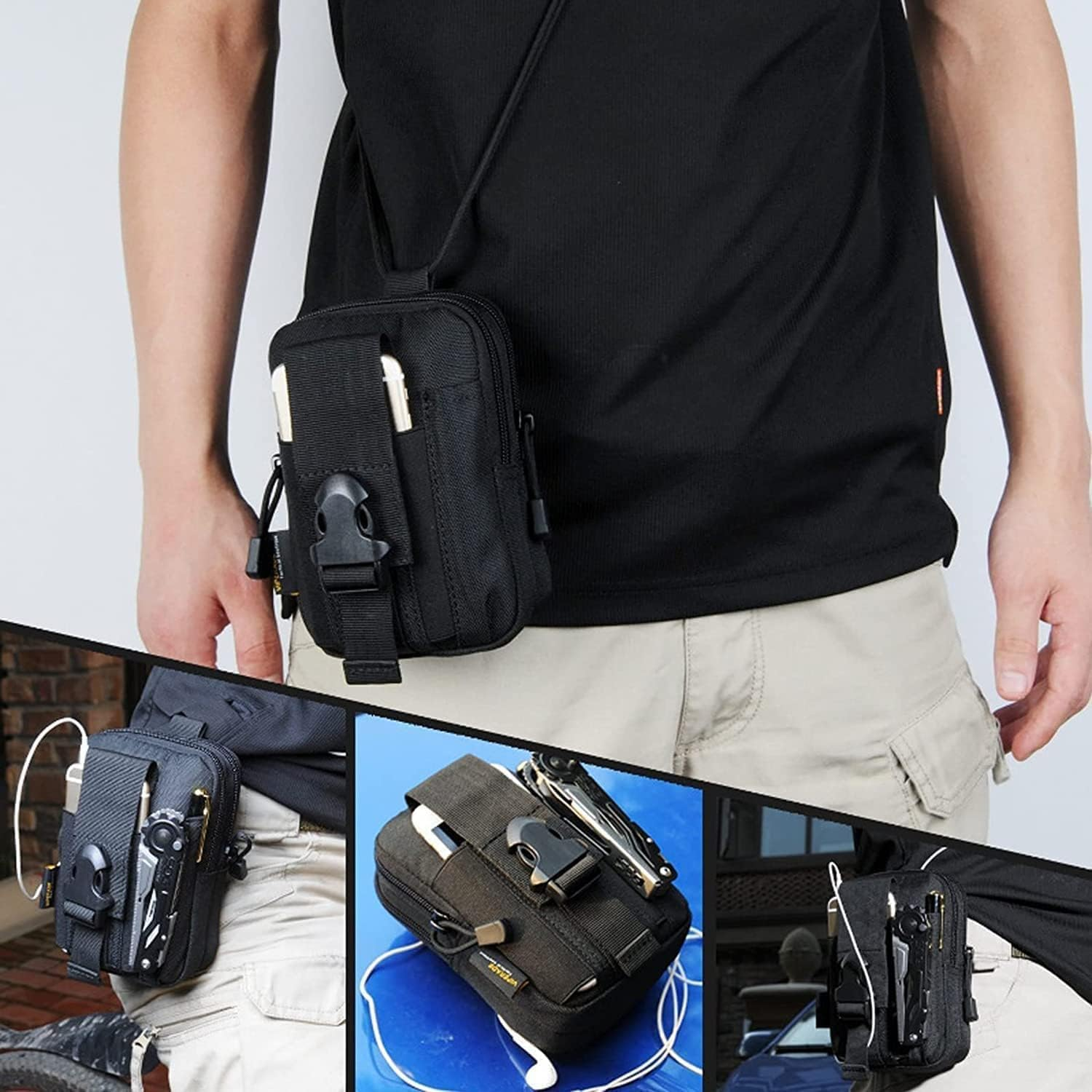 Universal Tactical Vehicle Seat Back Organizer Panel with 5 Detachable MOLLE Pouches - Medical, Phone, Storage Pouch, Suitable for Vehicles Such as Jeep, Truck, SUV, Ford, Chevrolet, Etc image number 6