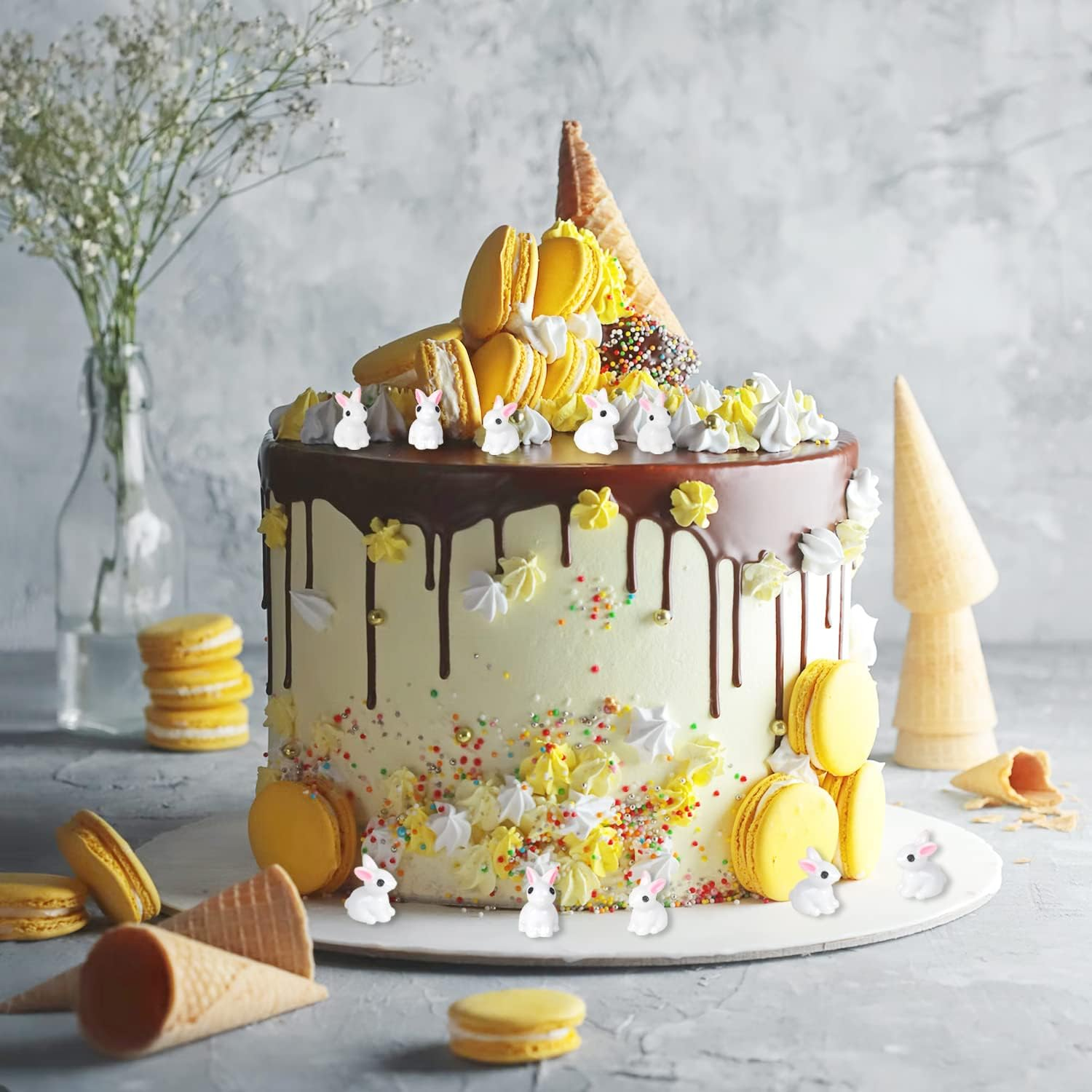 KIMOBER 50PCS Mini Bunny Miniature Figurines,White Resin Rabbit Figures for Fairy Garden Easter Egg Fillers Landscape DIY Terrarium Crafts image number 2