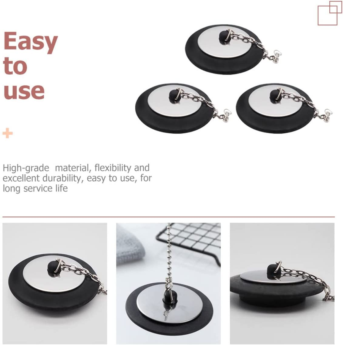 DOITOOL 3Pcs Long Stopper Bar Catcher Stoppers Sealing with Tub Water Bathroom Hanging Laundry Kitchen Plugs Supplies Plug Bath Ring for Traps Chain Choke Bathtub Seal Rubber Sink Covers image number 4