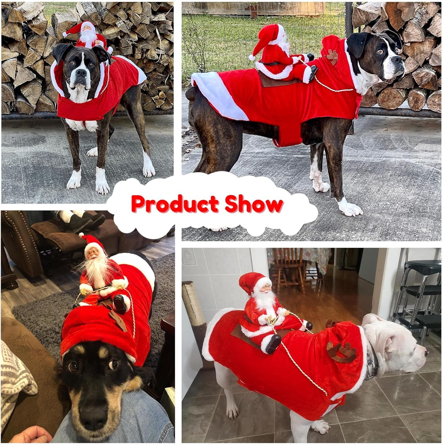 Santa Dog Costume Christmas Pet Clothes Santa Claus Riding Pet Cosplay Costumes Party Dressing up Dogs Cats Outfit for Small Medium Large Dogs Cats (Xl(Neck:17.3-20.5" Chest:22.8-29.5")) image number 1