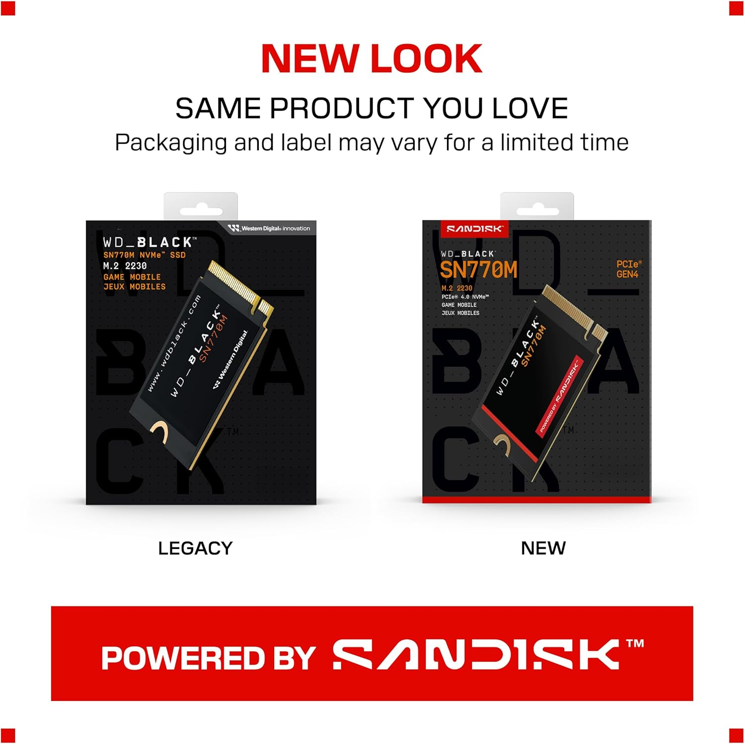 Wd_Black 2TB SN770M M.2 2230 Nvme SSD for Handheld Gaming Devices and Compatible Laptops. Speeds up to 5,150Mb/S, TLC 3D NAND, Great for Asus ROG Ally, Steam Deck and Microsoft Surface