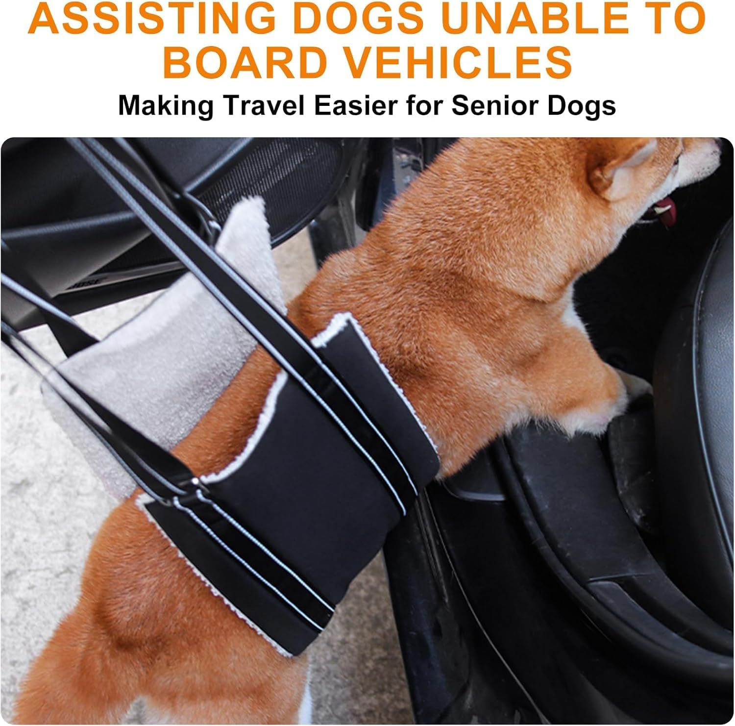 Dog Lift Support Harness Portable Sling for Support to Help Dogs Rear Rehabilitation and Disable Injured Elderly Pet - Helps Dog with Weak Front or Rear Legs Walk (Black, L) image number 1