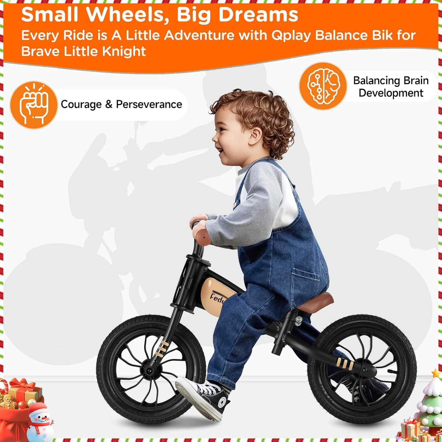 Qplay Kid'S Balance Bikes for Boys & Girls Age 3 to 6 Years Old,12" Toddler Push Bike No Pedal Balance Bicycle with Adjustable Seat -Track Racing Style Gifts Toy