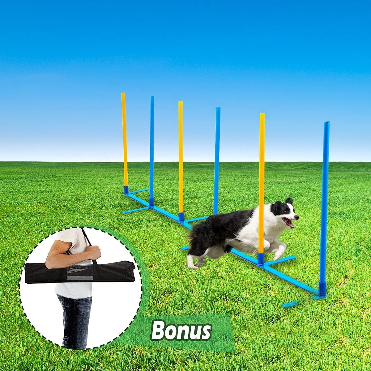 Dog Training Practice Weave Poles Agility Post Set with Carrying Case Pet Outdoor Toys image number 2