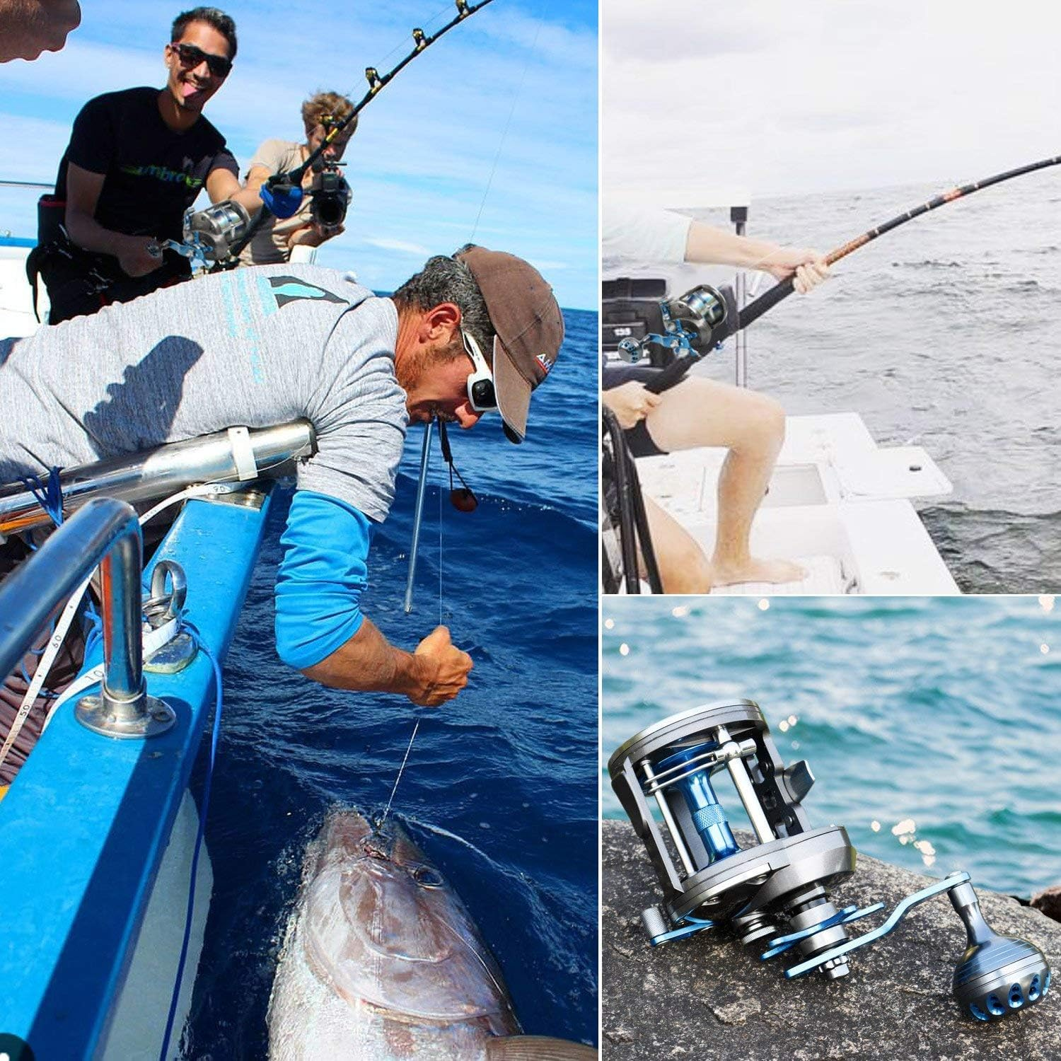 Trolling Reel Saltwater Level Wind Reels, Drag Reels Boat Fishing Ocean Fishing for Sea Bass Grouper Salmon image number 3