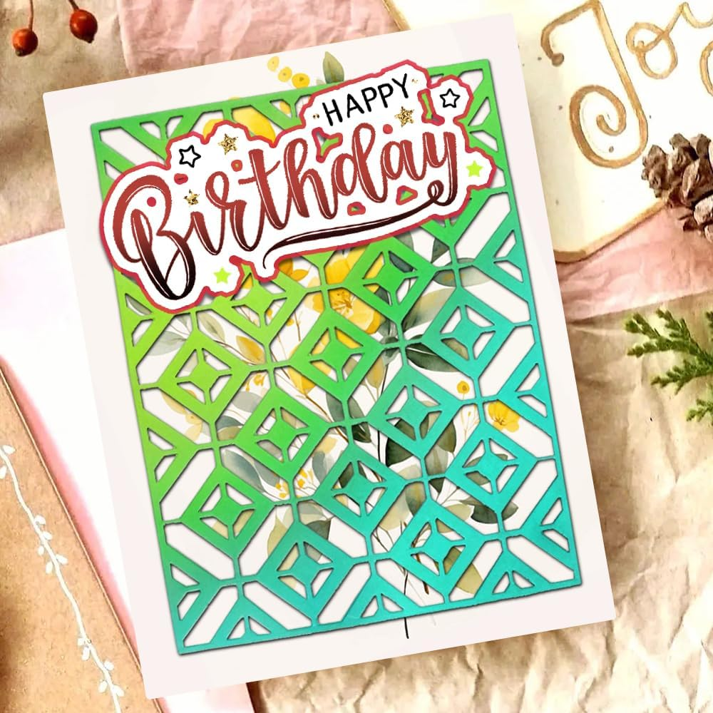 AFUNTA 4 PCS Rectangular Die Cuts for Card Making, Openwork Lace Card Making Supplies, 3D Background Metal Cutting Dies for DIY Scrapbooking Album Card Decor image number 5