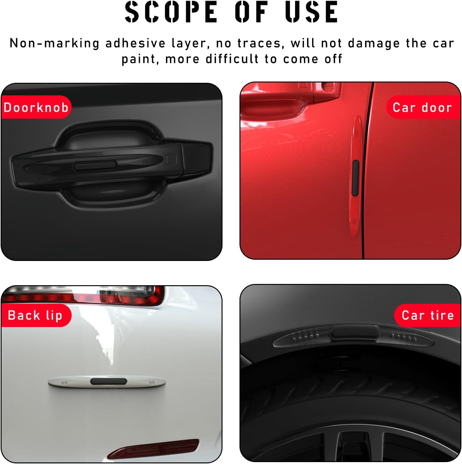 2 PCS Car Door Edge Guard Protectors, Anti-Collision Silicone Side Door Edge Sticker Strips, Electrostatic Eliminating Strip with Air Bags, Universal Auto Body Accessories (Black) - Black image number 3