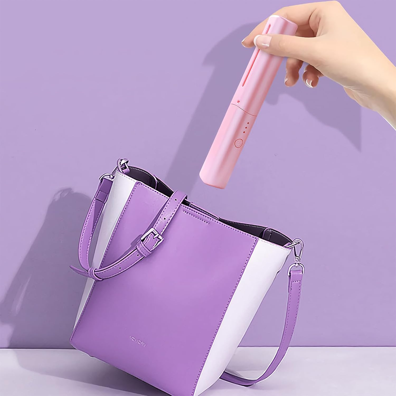 Rechargeable Mini Hair Straightener, Portable Hair Straightener Brush, Cordless Hair Straightener Brush, 2 in 1 Travel Hair Straightener, USB Rechargeable, Instants Heating Quick Hair Styling (Pink)