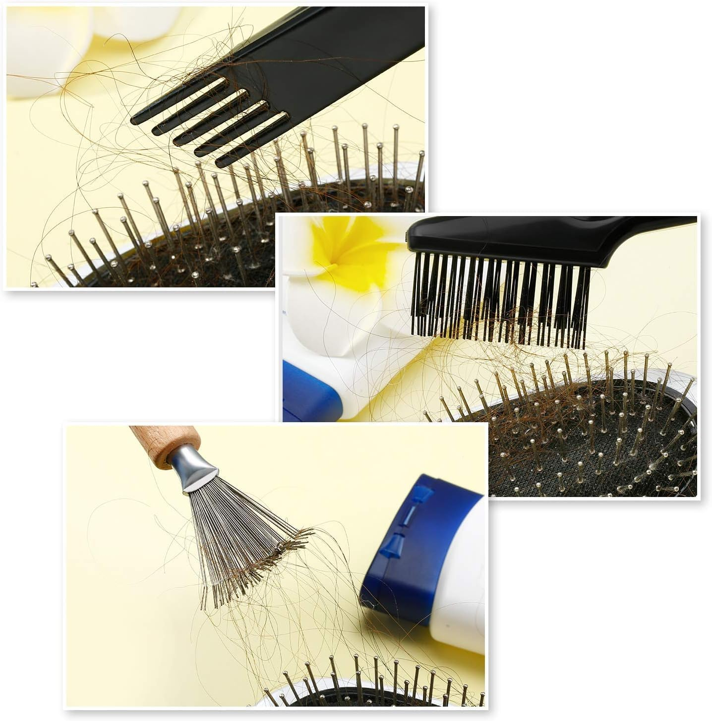 Hair Brush Cleaning Tool, WADY 2Pcs Hair Brush Cleaner, Comb Cleaning Brush Comb Cleaner Brush Hair Brush Cleaner Mini Hair Brush Remover Used to Remove Hair Dust at Home for Home and Salon Use image number 3