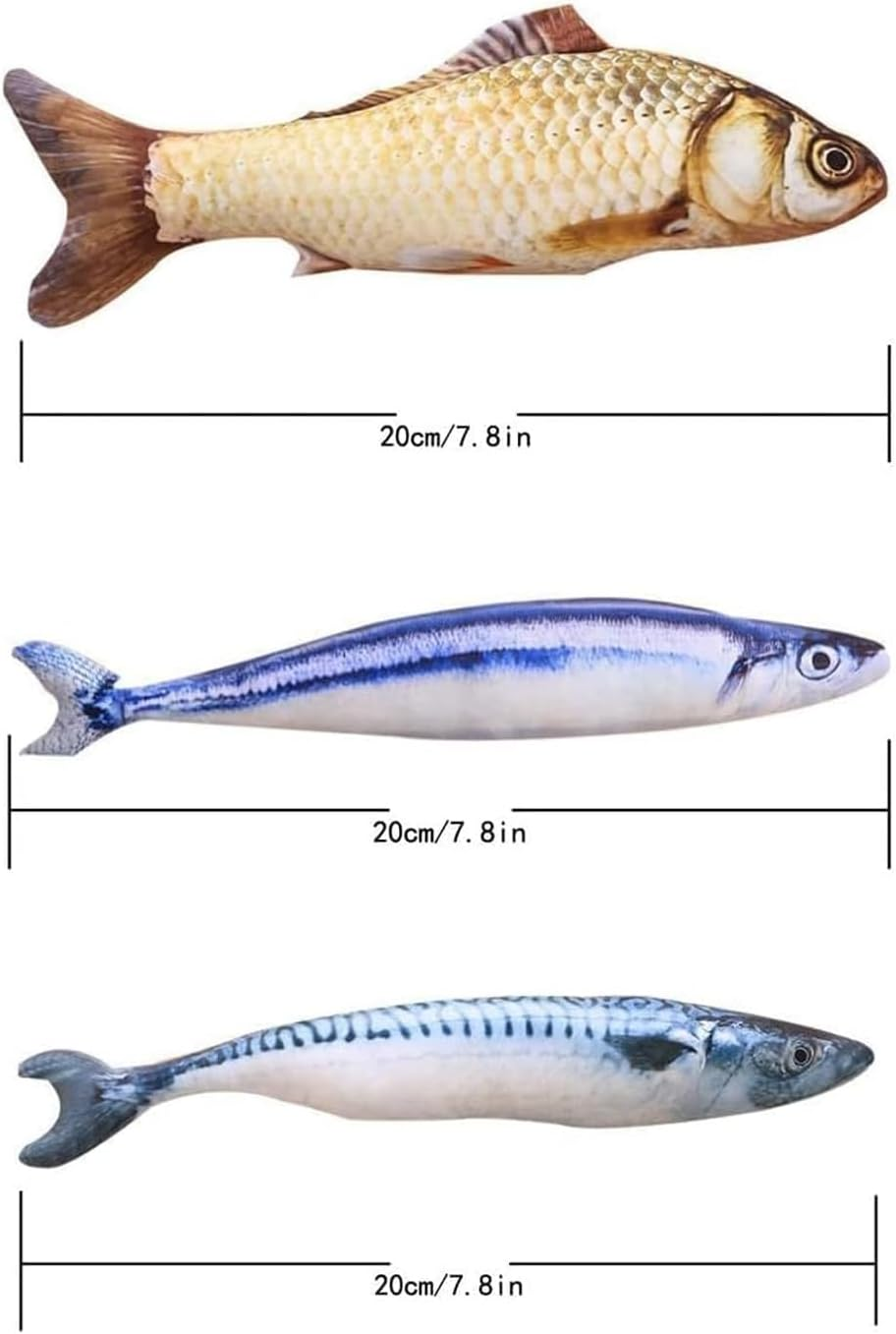 Mumoo Bear Cat Toys - 6 Pack Catnip Fish Toys for Cats, 20Cm Soft Catnip Toy Interactive Plush for Indoor Cat Toys Scratch Chewing Teeth Grinding Pet Pillows for Cats and Kittens