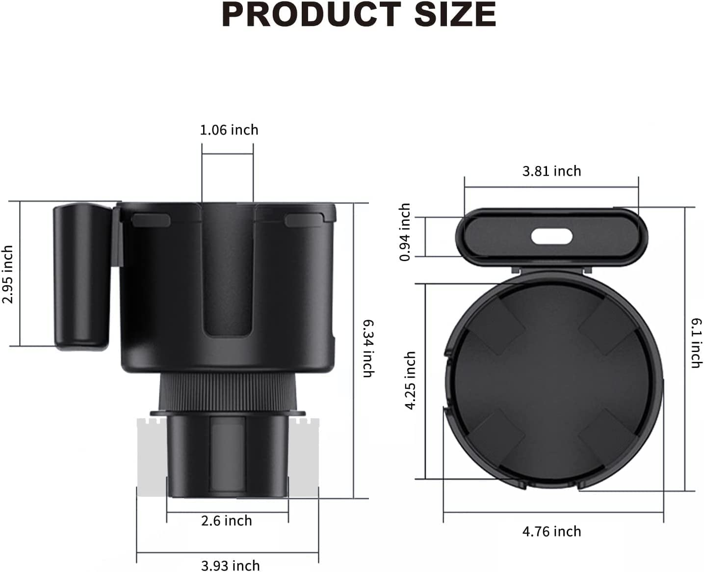 ACEBON Car Cup Holder Expander Adapter with Adjustable Base & Removable Phone Holder, Compatible with Hydro Flasks 32/40Oz, Yeti 14/24/36/46Oz Ramblers
