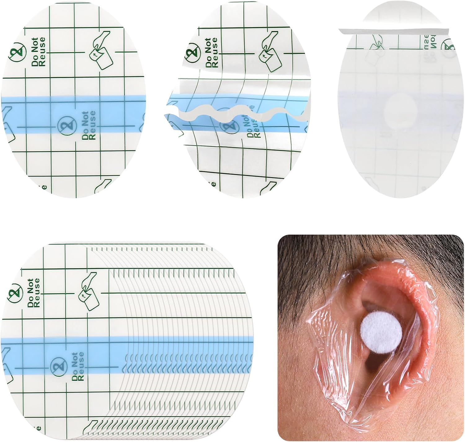 Disposable Waterproof Ear Patches 120 Pcs，Baby Ear Covers for Swimming Shower Ear Protectors with Soft Cotton, for Shower Surfing Snorkeling and Other Water Sports