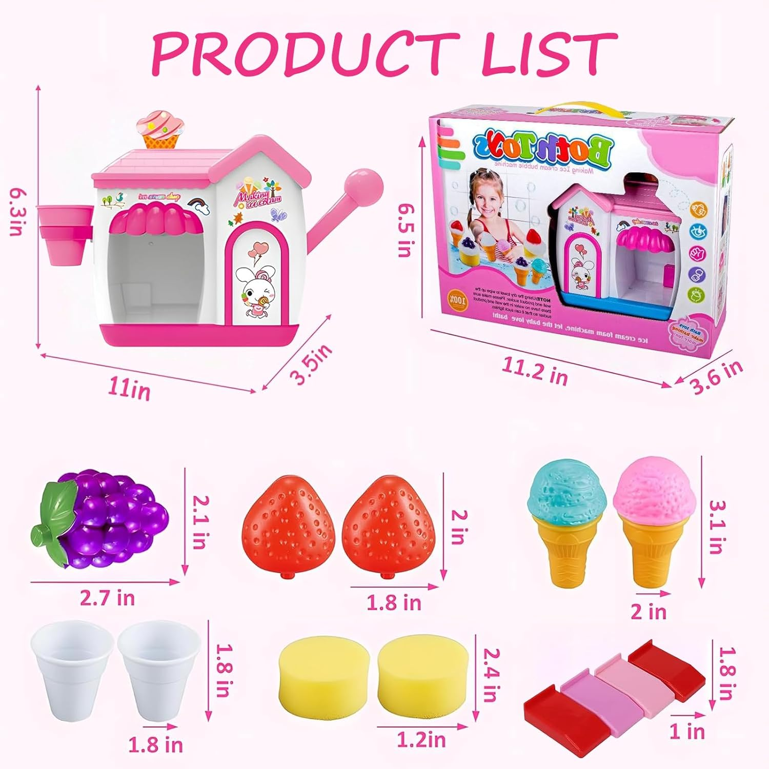 Ice Cream Foam Maker Bath Toys for Kids 3-8 Years, Bubble Pretend Cake Play Set for Toddlers, Fun Bathtub Toys for Boys & Girls, Easter Birthday Gifts Idea image number 3