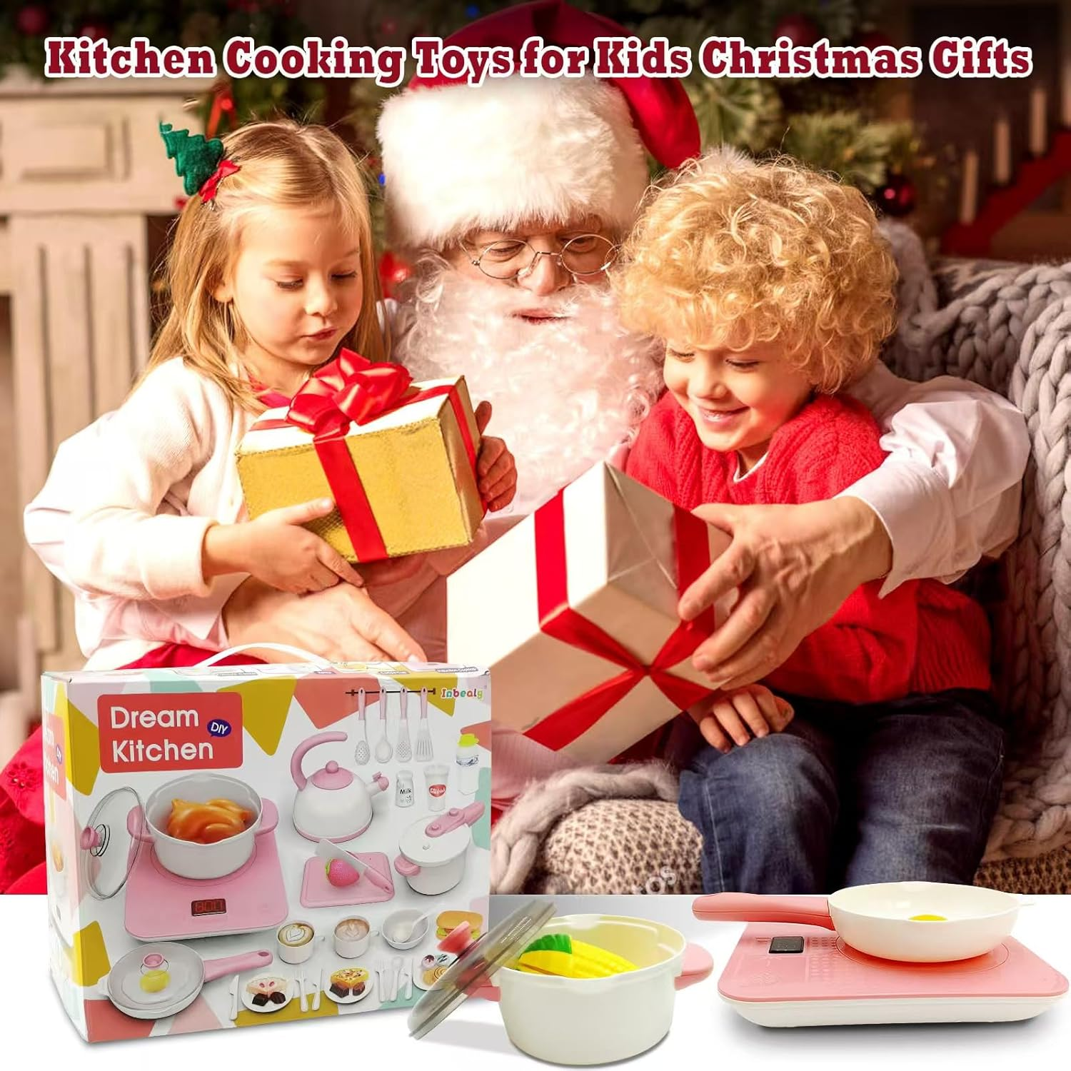 48-Piece Toddler Cooking Set with Realistic Stove & Utensils &ndash; Pretend Play Kitchen Toys for Kids (3-8 Years) Bpa-Free, Skill-Developing, Christmas Birthday Gift image number 1