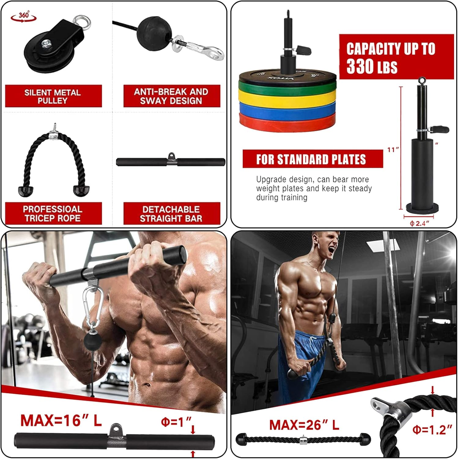 Forearm Wrist Trainer Rope Cable Accessories LAT Pulley System Arm Strength Training for LAT Pulldowns image number 4