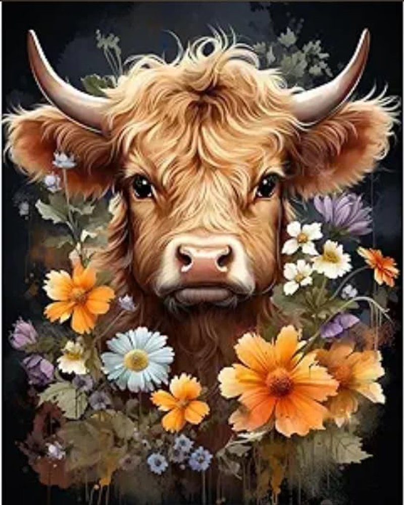 Diamond Painting Kits for Adults, 5D Diamond Art Painting Cattle Art for Adult,Diy Full round 5D Diamond Drill Kit,Gem Art Craft Home Decor,Wall Painting Kit 16X12 Inch image number 5